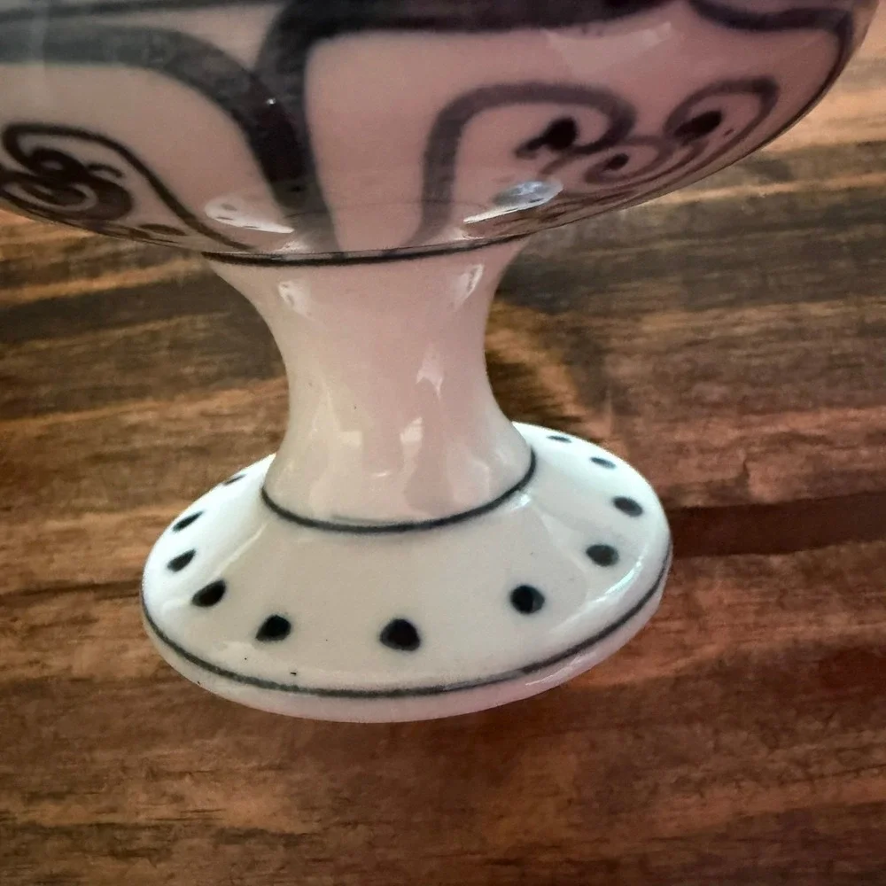 Footed Bowls 3.5in Blue White‎ Floral Ceramic Set of 4
